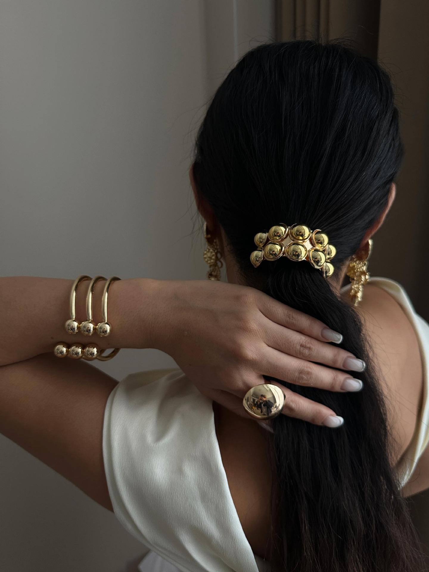 Fashion Gold Plated Alloy Round Geometric Hair Ring Set