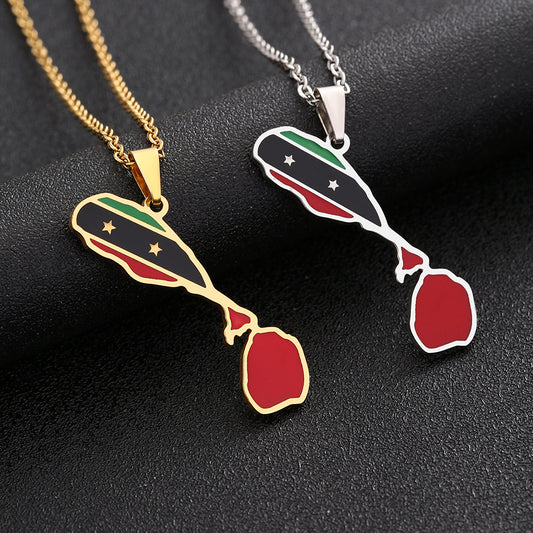 Collana con Pendente Mappa Geometrica in Acciaio Inossidabile con Ciondolo in Acciaio al Titanio e Finitura Elettrodeposita per Abbigliamento Casual Unisex
