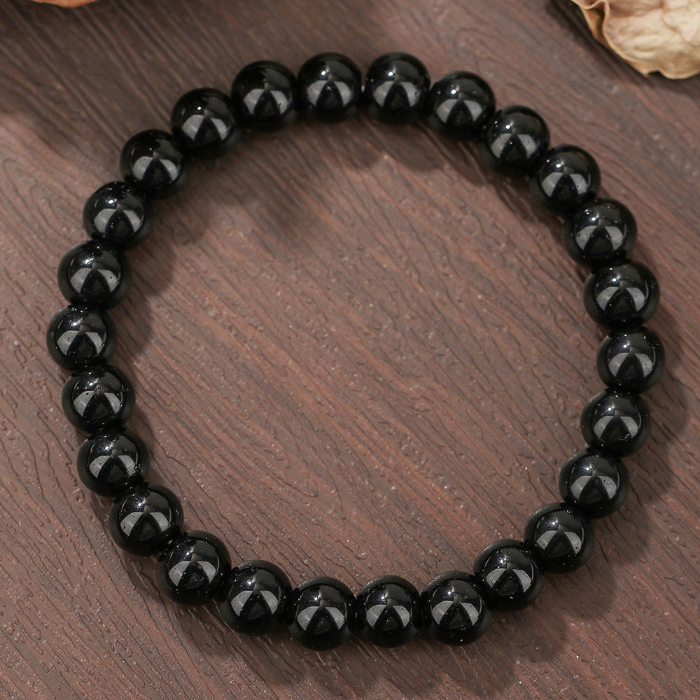 Vintage Bohemian Round Geometric Volcanic Stone Tiger Eye Rose Quartz Black Agate Amethyst Beaded Bracelet Unisex
