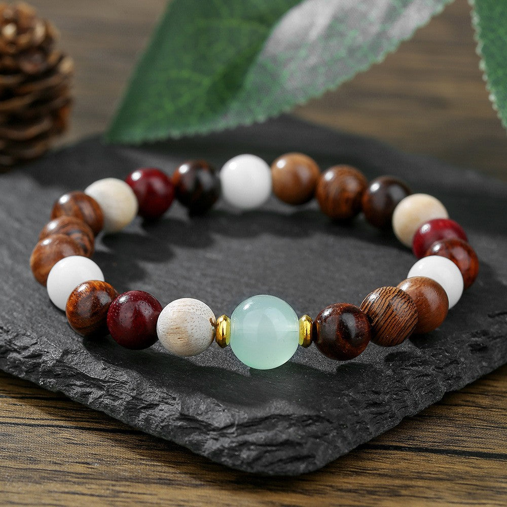 Vintage Handmade Geometric Turquoise and Hematite Beaded Bracelet for Unisex