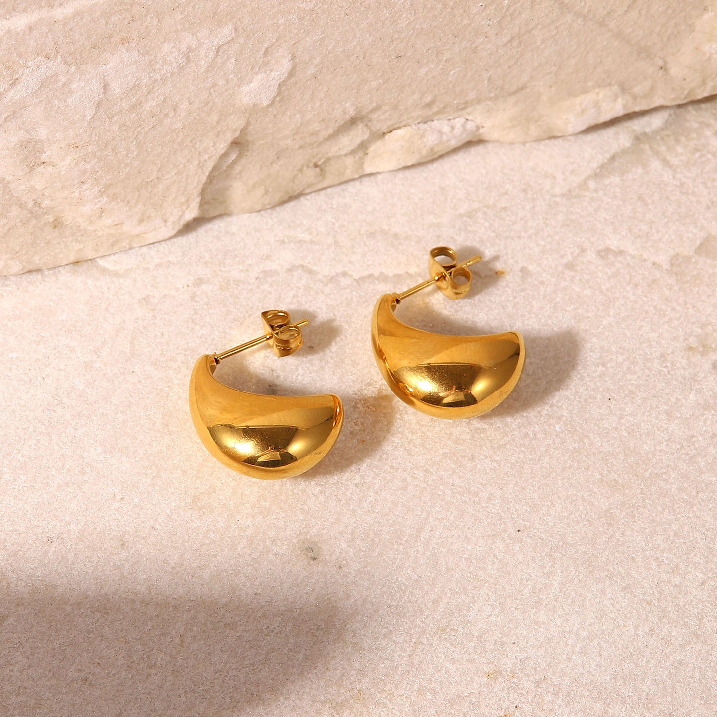 Orecchini a cerchio geometrici in acciaio inossidabile con placcatura in oro PVD 18K, design liscio e cavo, gioielli per l'orecchio alla moda e minimalisti