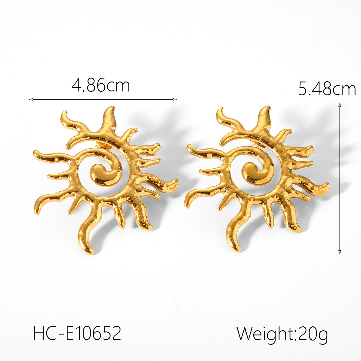 Minimalist Geometric Sun-Shaped Stainless Steel Earrings with Rotating Thread Design for Women