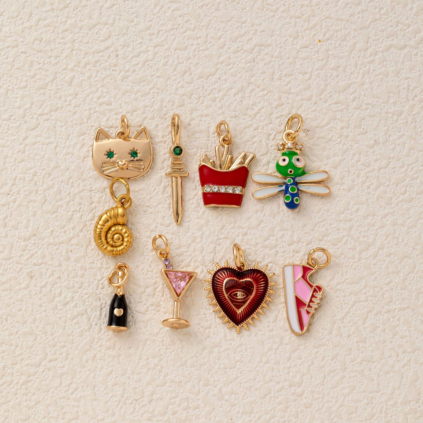 Vintage Brass Plated Heart Charm Bar