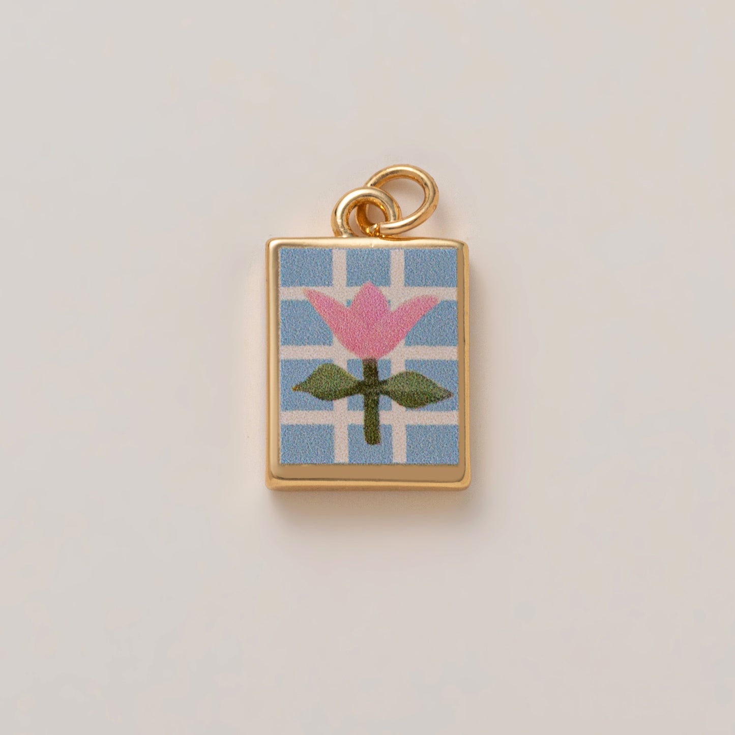 Elegant 18K Gold Plated Square Floral Brass Charm Bar for Women