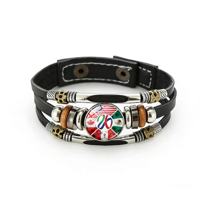 Bracciale in pelle placcato geometrico unisex