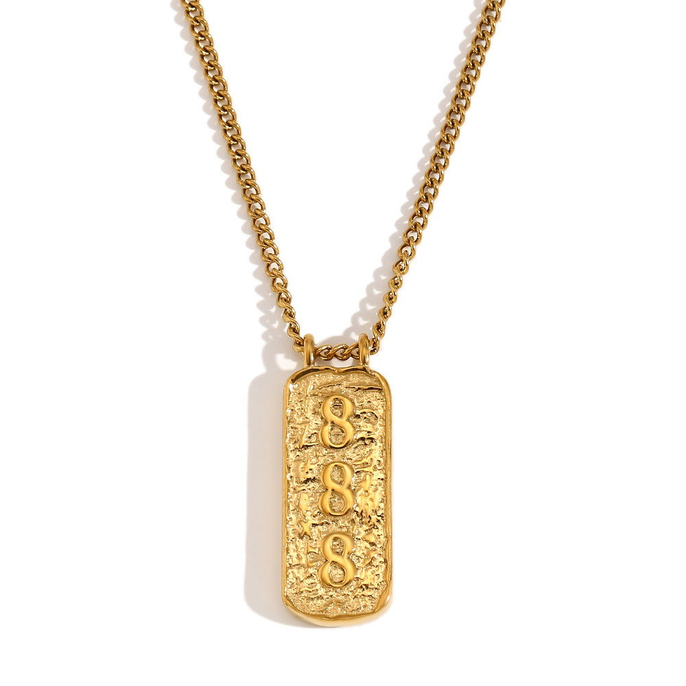 Collana con ciondolo a forma di numero minimalista ispirata al vintage, con tarocchi, da donna, in acciaio inossidabile placcato oro 18 carati