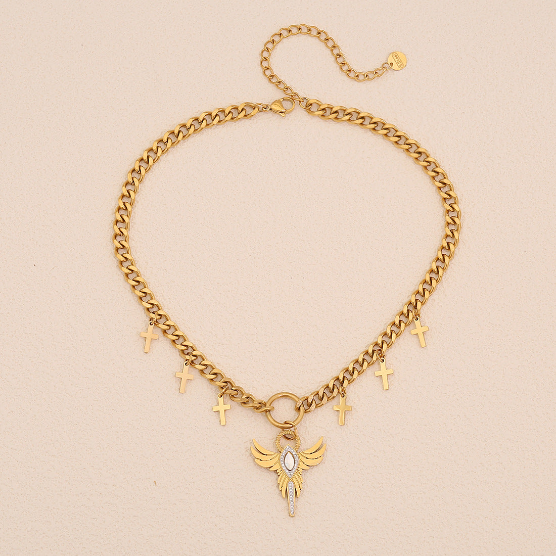 Collana personalizzata con ciondolo a stella e sole in acciaio inossidabile con stella a otto punte e croce