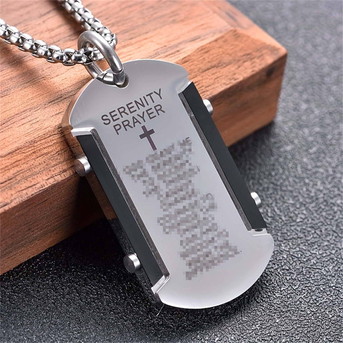 Punk Style Square Pendant Necklace in Stainless Steel with Titanium Steel Charm and Electroplated Finish for Men and Women