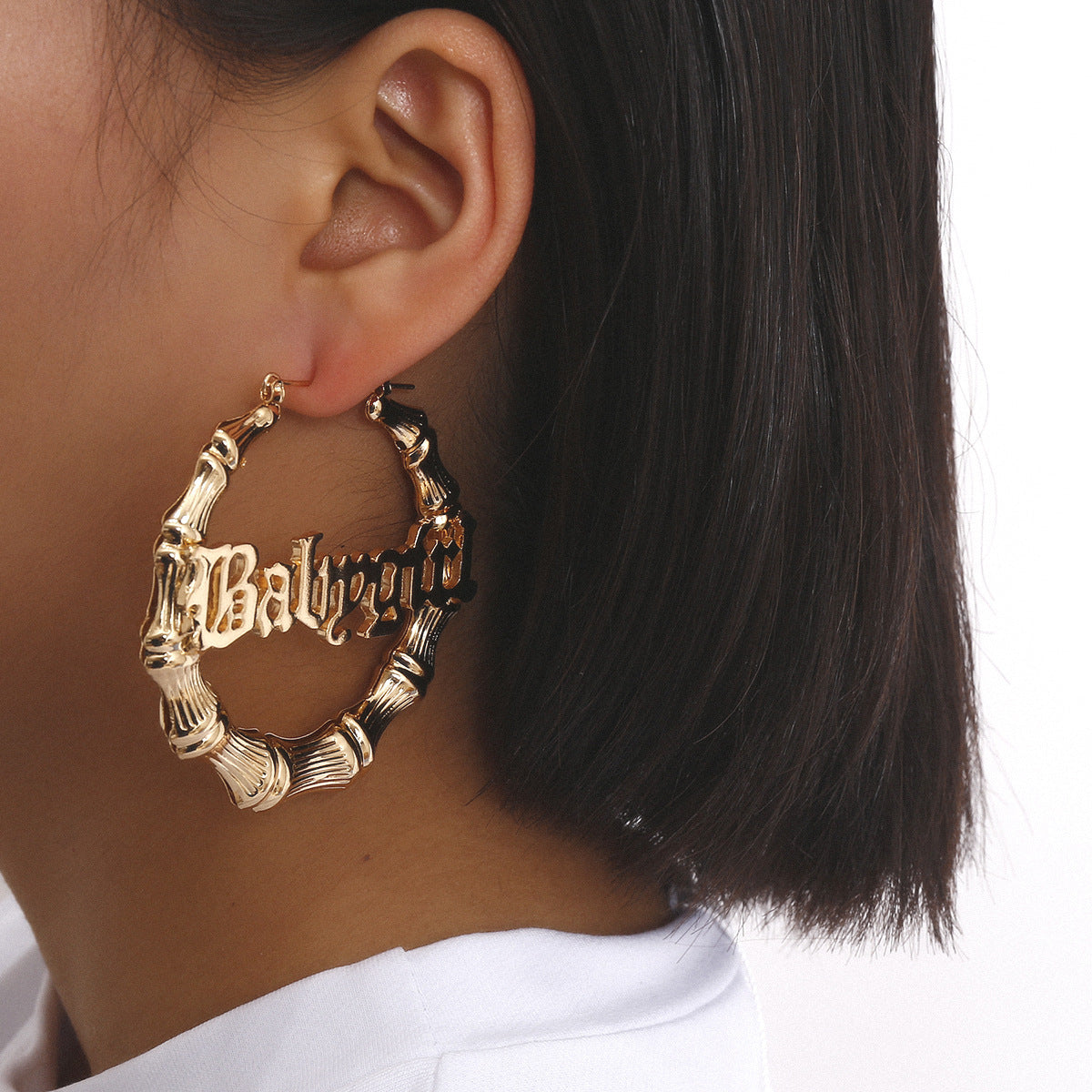 Hollow Letter and Heart Alloy Plated Earrings for Women