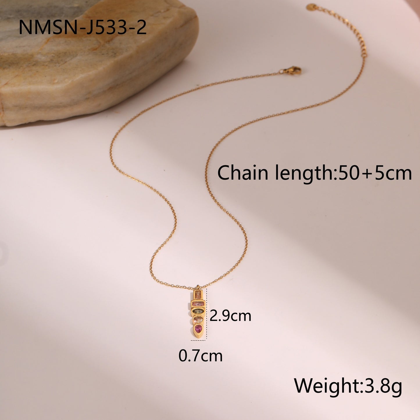 Fashionable Star-Shaped Stainless Steel Necklace with 18K Gold Plating and Colorful Zircon Inlay for Women