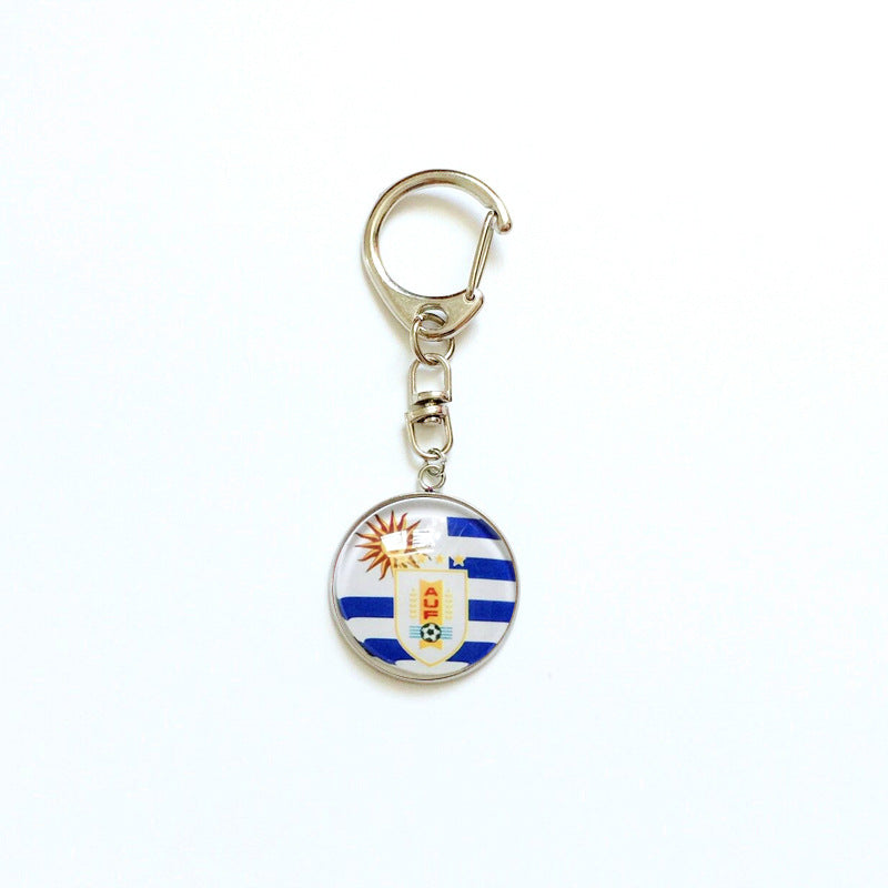Sporty Round Stainless Steel Keychain National Football Team Souvenir Gift