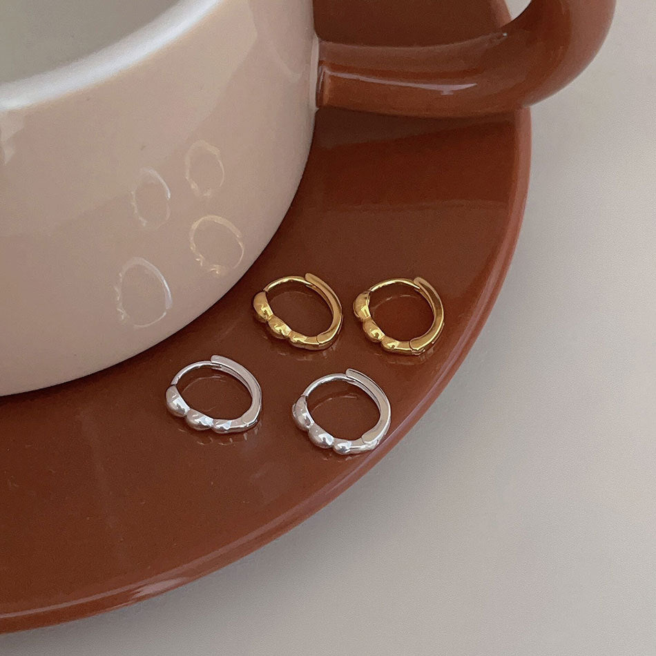Minimalist Geometric Silver Ear Studs with Rounded Square Cubes in 925 Sterling Silver