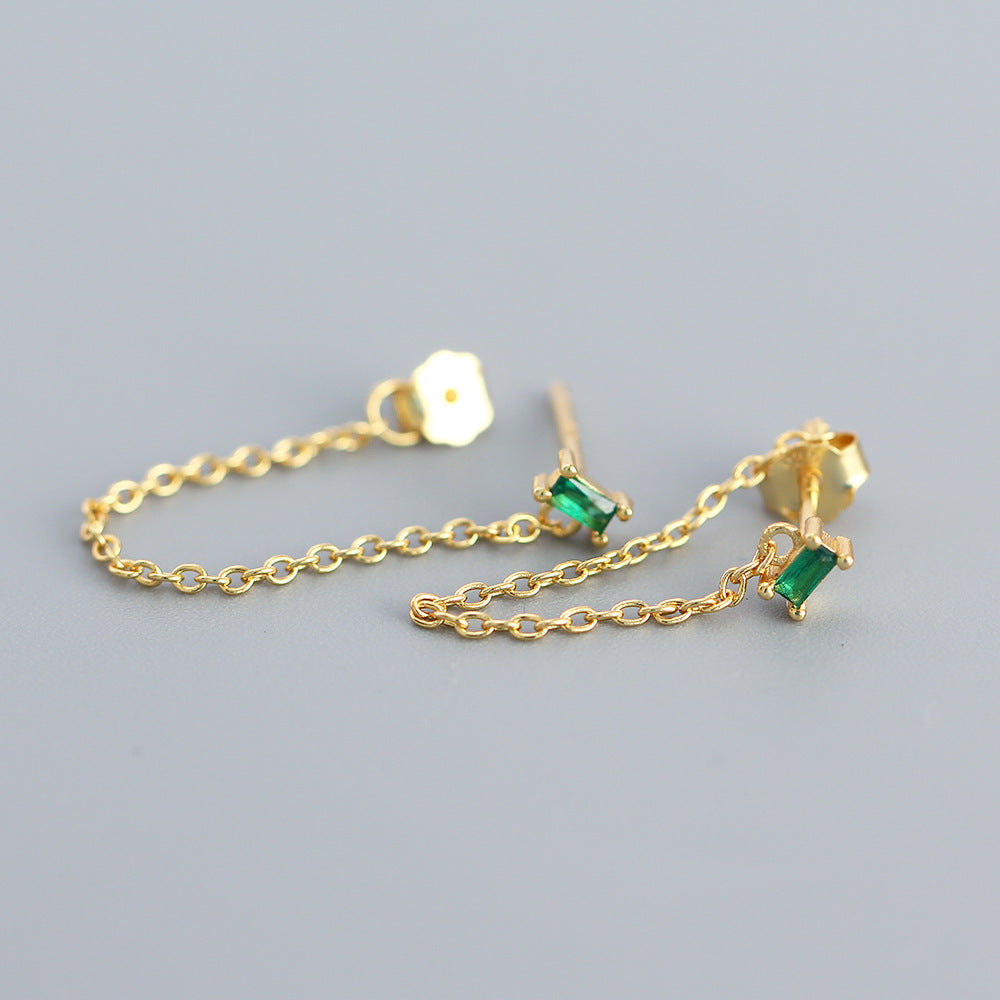 Eleganti Orecchini Pendenti a Goccia da Donna con Nappe a Quadrato Geometrico in Zirconia Cubica, in Argento Sterling 925