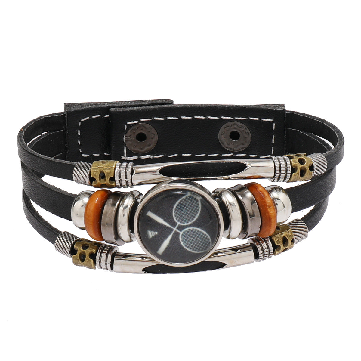 Geometric Leather Bracelet Unisex Sports Fan Gift