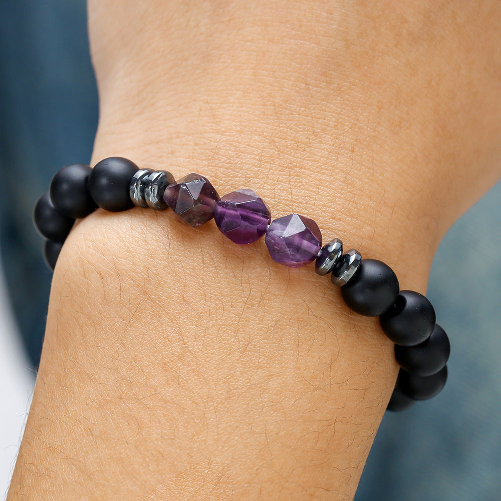 Minimalist Unisex Round Agate Tiger's Eye Geometric Stretch Bracelet