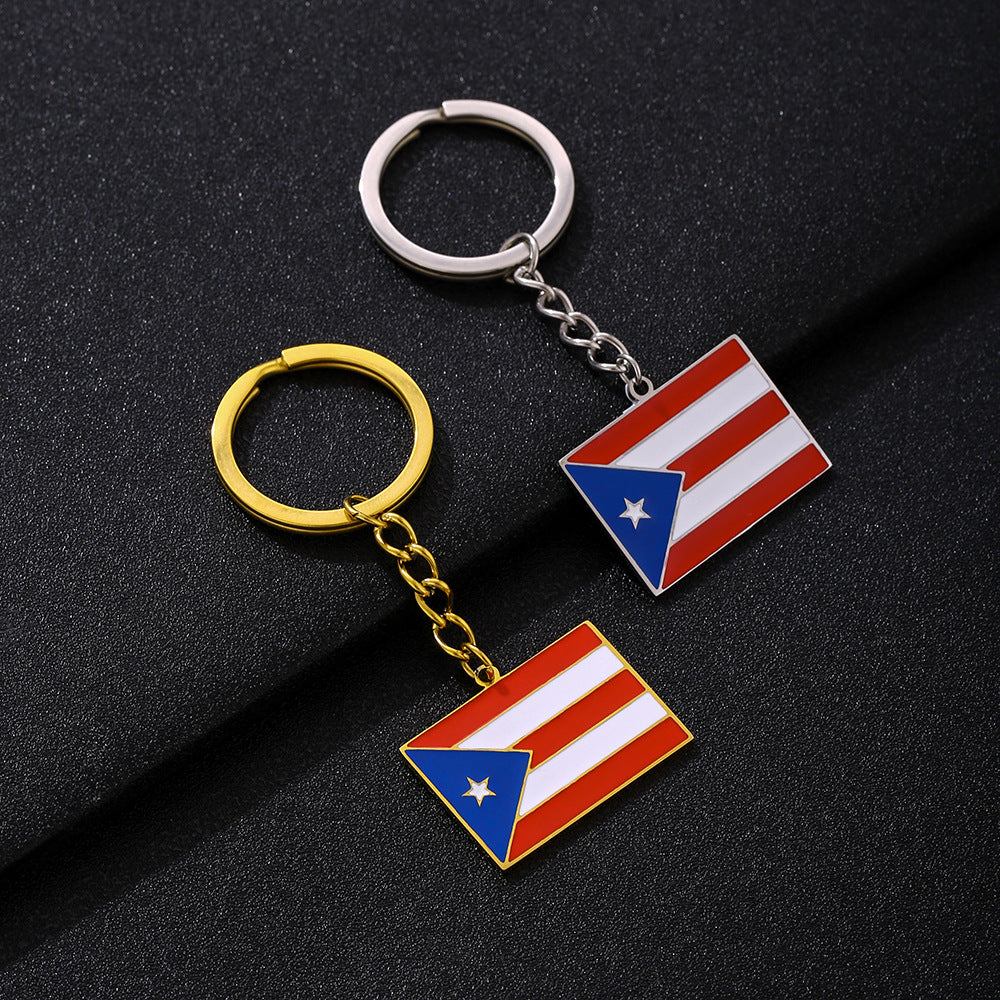 Vintage Ethnic Puerto Rican Pendant Keychain for Men and Women Stainless Steel Unisex Accessory