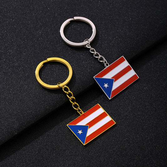 Vintage Ethnic Puerto Rican Pendant Keychain for Men and Women Stainless Steel Unisex Accessory