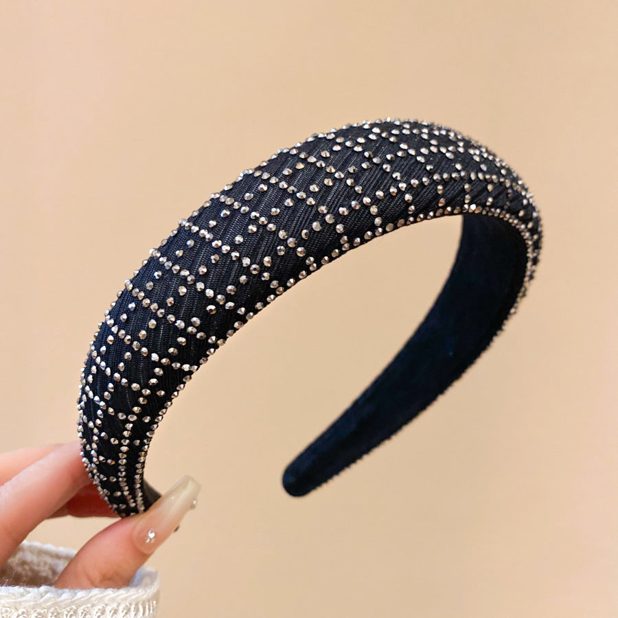 Diadema de perlas minimalista para mujer con estilo retro de otoño e invierno, diadema de tela redonda para peinado de corona alta, accesorio elegante para uso diario en la oficina