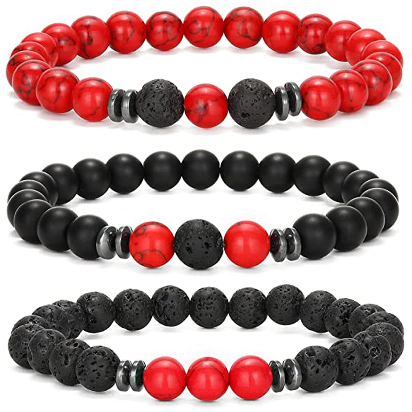 Minimalist Round Agate Geometric Bracelet Set Unisex