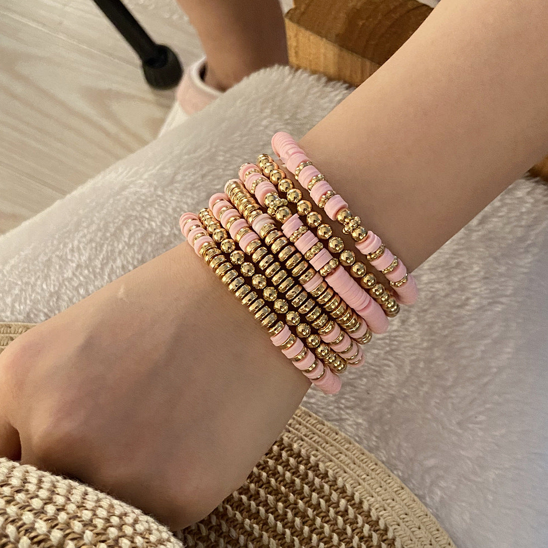 Bohemian Style Polymer Clay Beaded Bracelet for Women with Handmade Craftsmanship