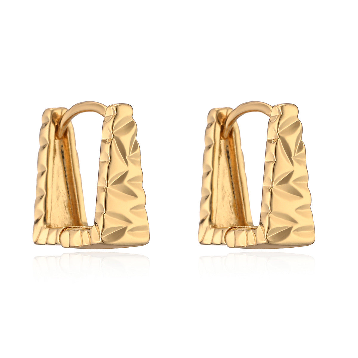 Minimalist Geometric Copper Earrings with Gold Plating for Women, Vintage-Inspired Fashion Studs