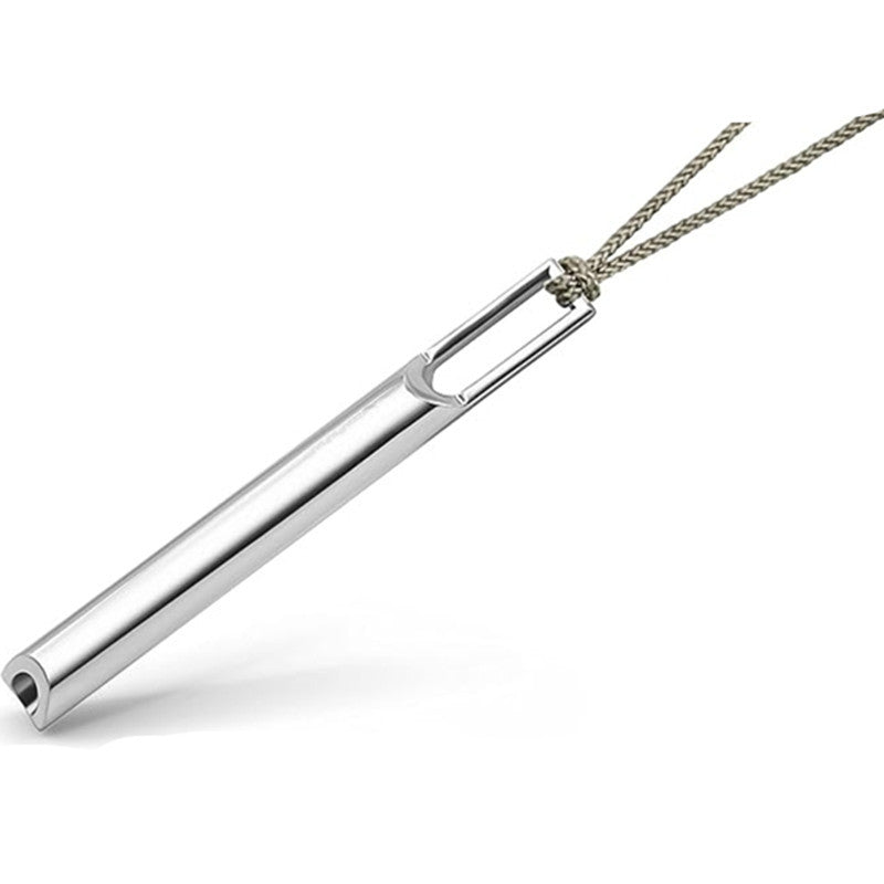 Mindful Breathing Whistle Necklace in Stainless Steel with Titanium Steel Pendant Geometric Design for Stress Relief and Anxiety Reduction