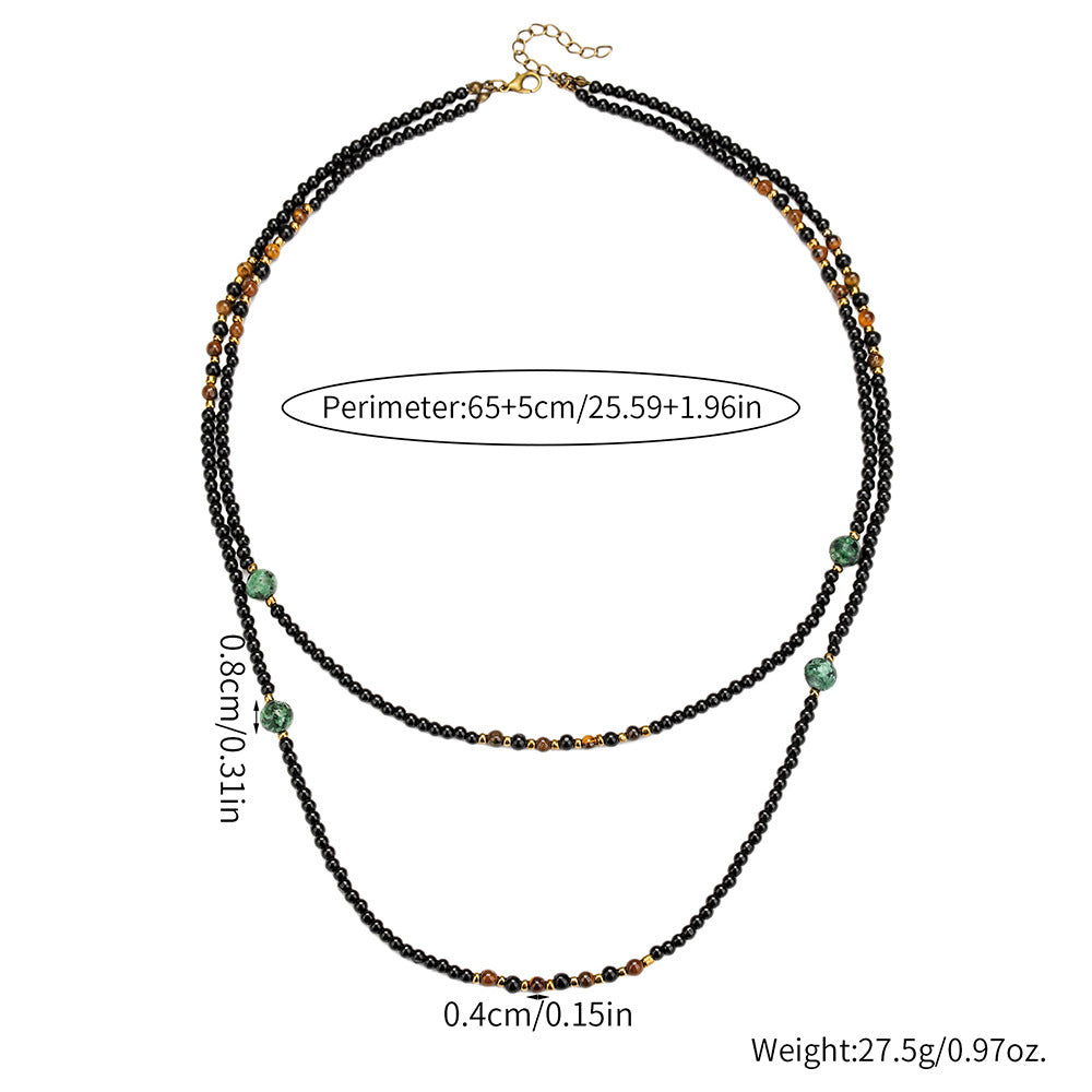 Bohemian Vintage Geometric Agate Beaded Necklace Unisex
