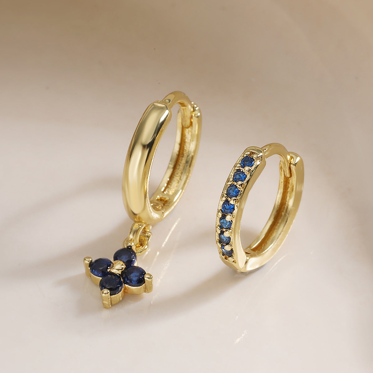 Minimalist Geometric Brass Plated Earrings with Cubic Zirconia for Women