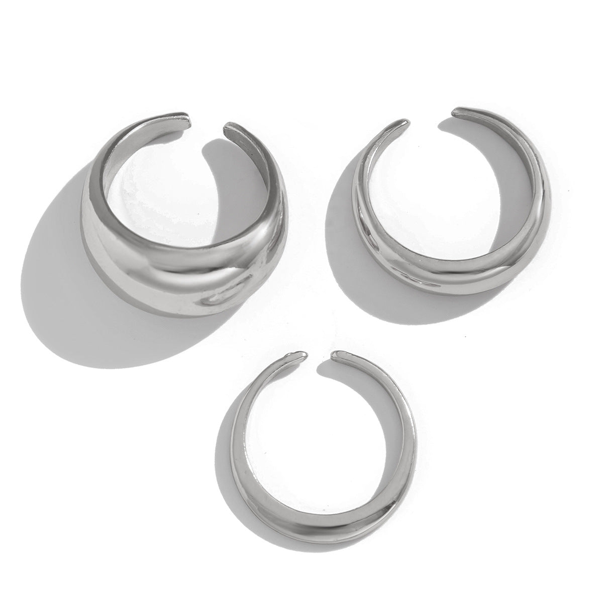 Fashion Minimalist Geometric Alloy Plated Open Ring Set for Women
