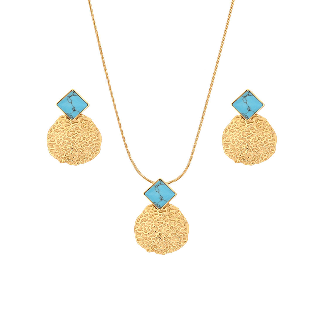 Conjunto de collar con colgante irregular geométrico con dije de flor de acero inoxidable y detalle de borla para mujer