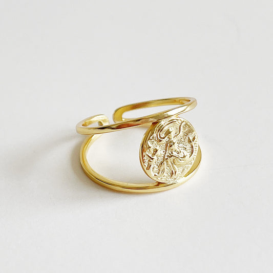 Anillo minimalista de plata de ley 925 chapado en oro con forma geométrica de sirena