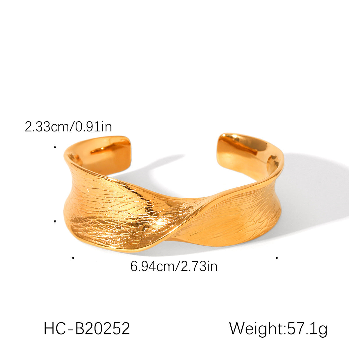 Bracciale rigido minimalista da donna con fiocco e apertura, in acciaio inossidabile placcato oro 18K