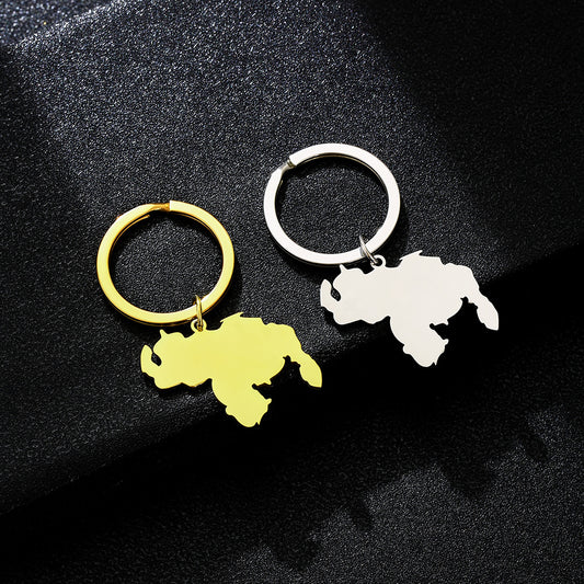 Accesorio con colgante de llavero de acero titanio de estilo étnico con acabado liso para hombres y mujeres