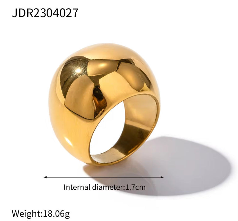 Anillo minimalista geométrico de acero inoxidable con baño de oro para uso unisex