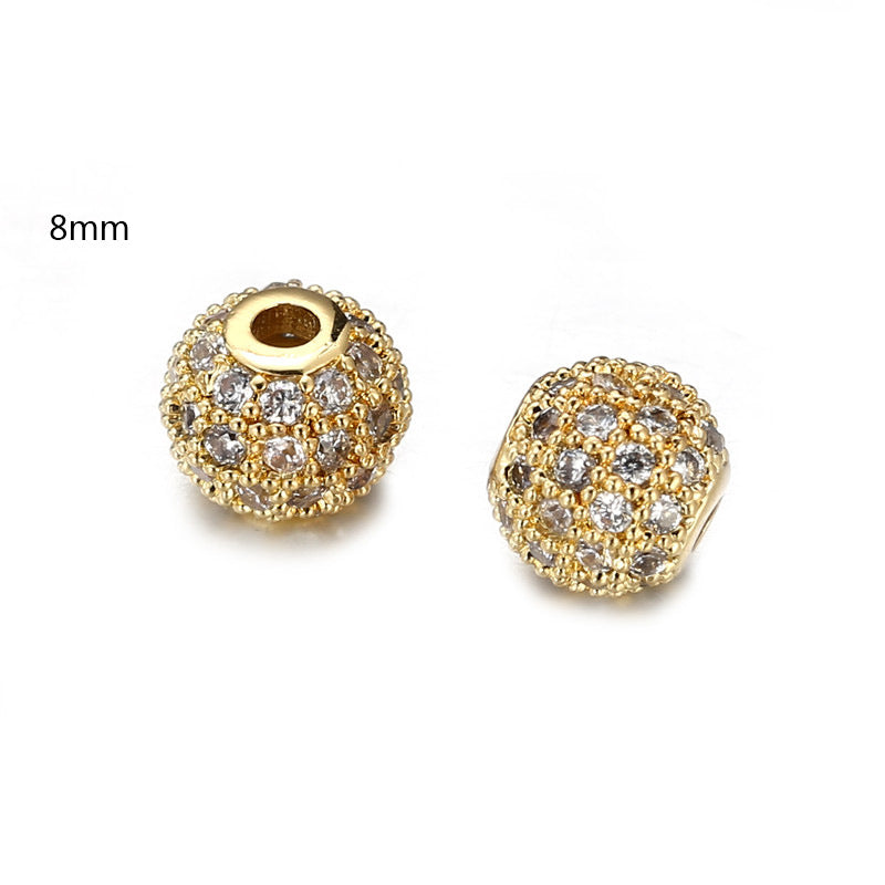 8mm Round Brass Cubic Zirconia Bead Pendant