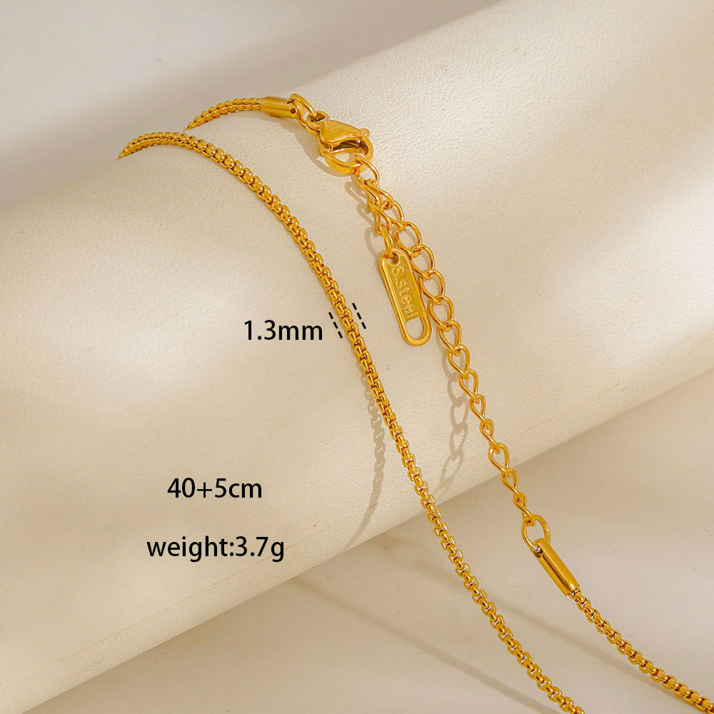 Collana con Ciondoli Geometrici Minimalisti in Acciaio al Titanio Placcato con Nappe, Charm Fai da Te per Donne