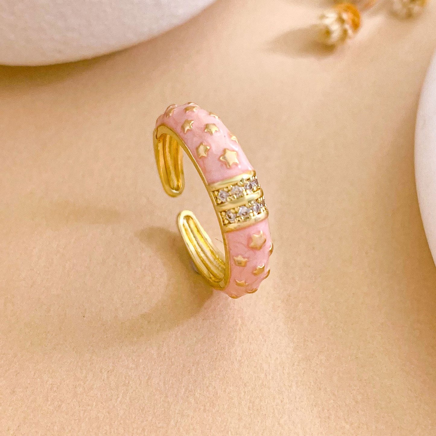 Sweet Minimalist Star Gold Plated Brass Ring for Women