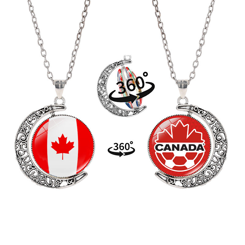 Collana a pendente a mezzaluna geometrica sportiva in lega con finitura galvanizzata per abbigliamento casual unisex