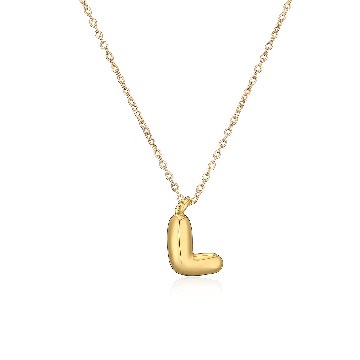Minimalist Letter-Shaped Copper Pendant Necklace with Real Gold Plating for Women