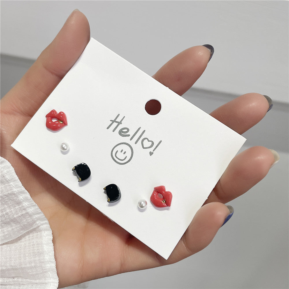 Minimalist Sweet Cartoon Heart 925 Sterling Silver Ceramic Plated Earrings