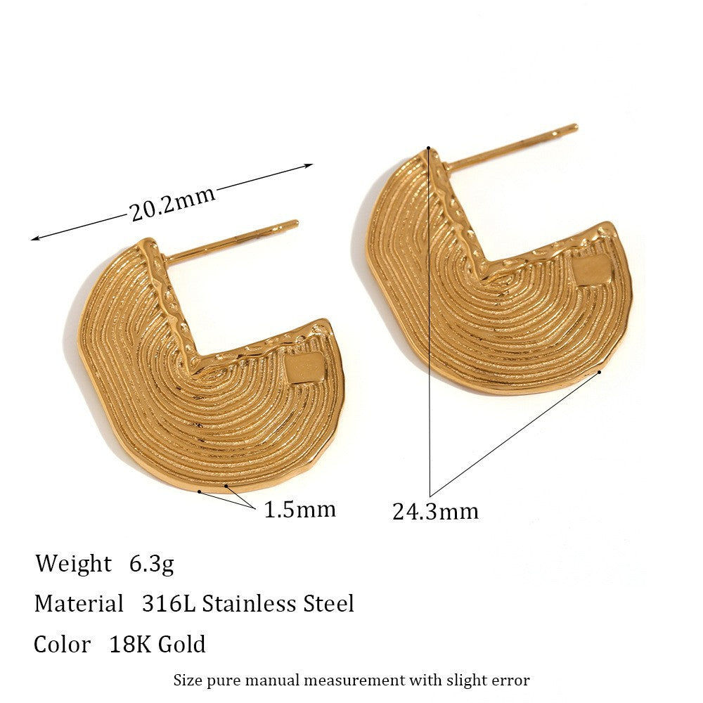 Orecchini a cerchio da donna in stile vintage con geometria a U in acciaio al titanio, placcati oro 18 carati e inserti in acrilico