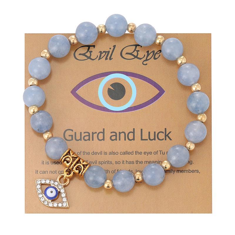 Minimalist Geometric Evil Eye Rhinestone Beaded Bracelet Unisex Yoga Energy Jewelry