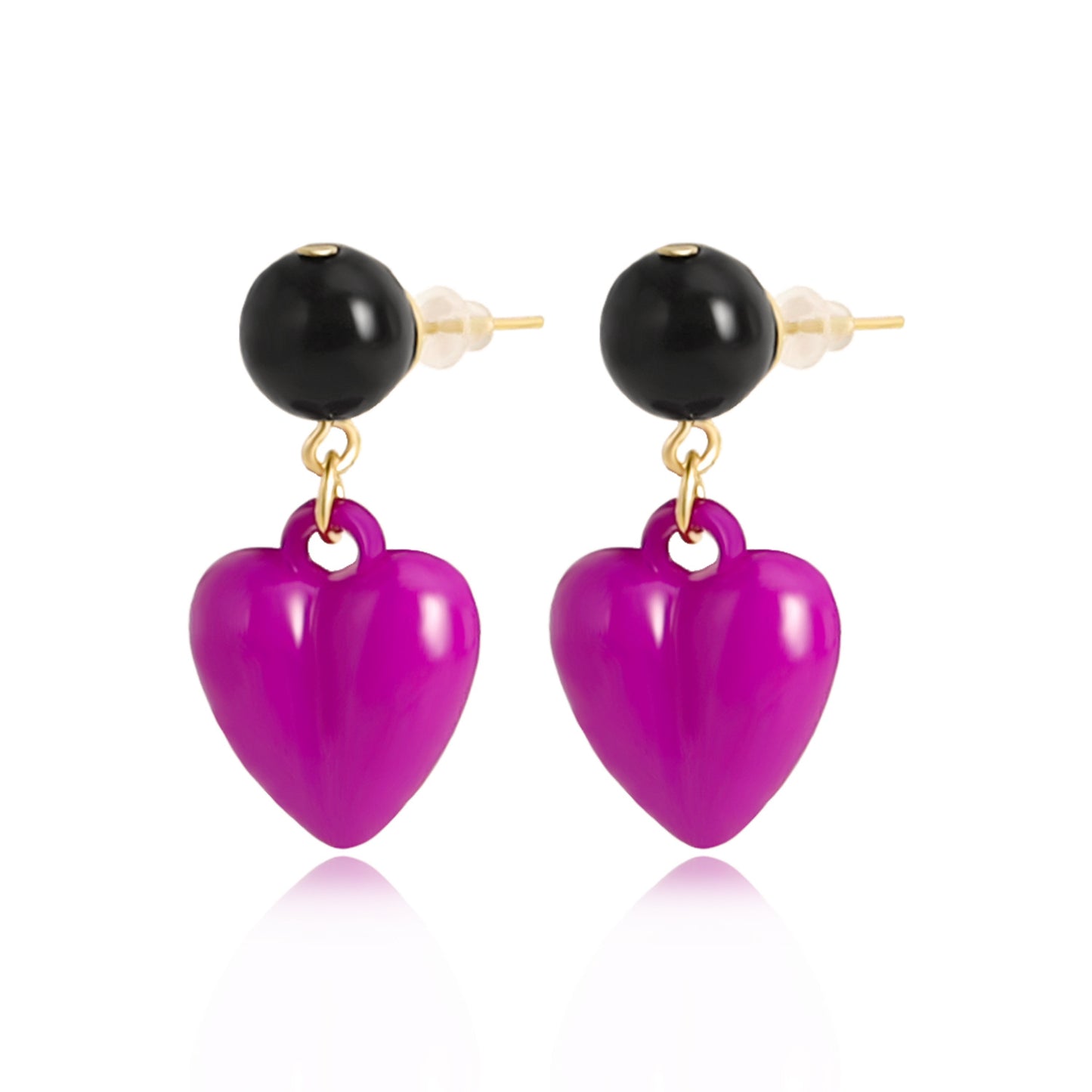 Minimalist Heart-Shaped Alloy Ear Studs with Iridescent Pearl Accents for Women