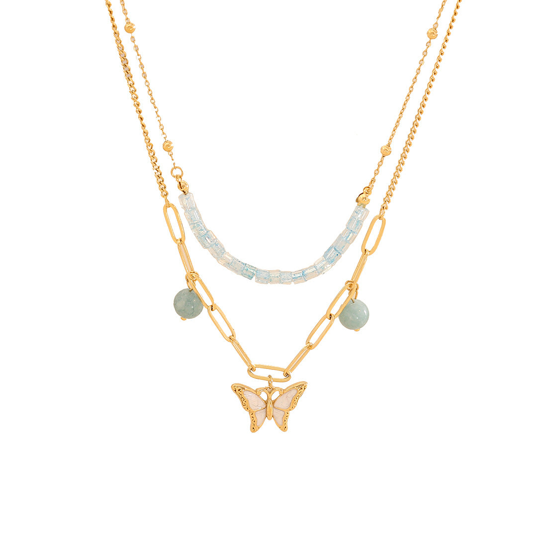 Fashion Butterfly Pendant Necklace in Stainless Steel with Plated Finish for Women
