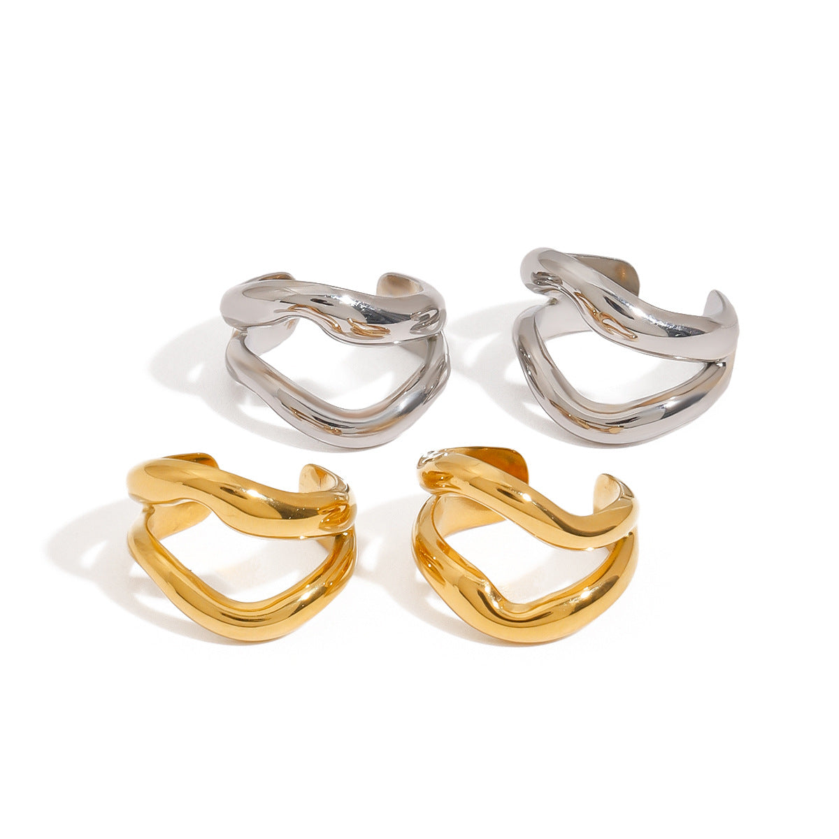 Geometric Plated Stainless Steel U-Shape Ear Cuff for Women