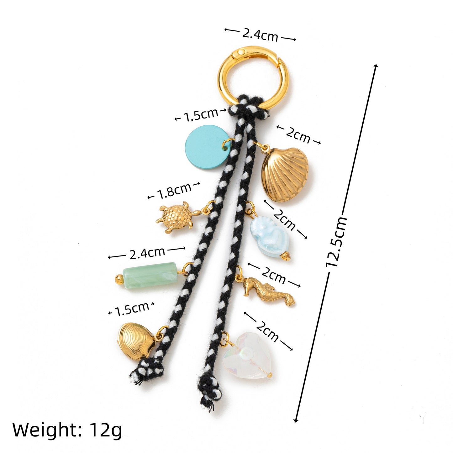 Vintage Sweet Heart Shell Conch Fish Bone Alloy Plated Charm Bar Pendant for Bag Bracelet DIY Accessories