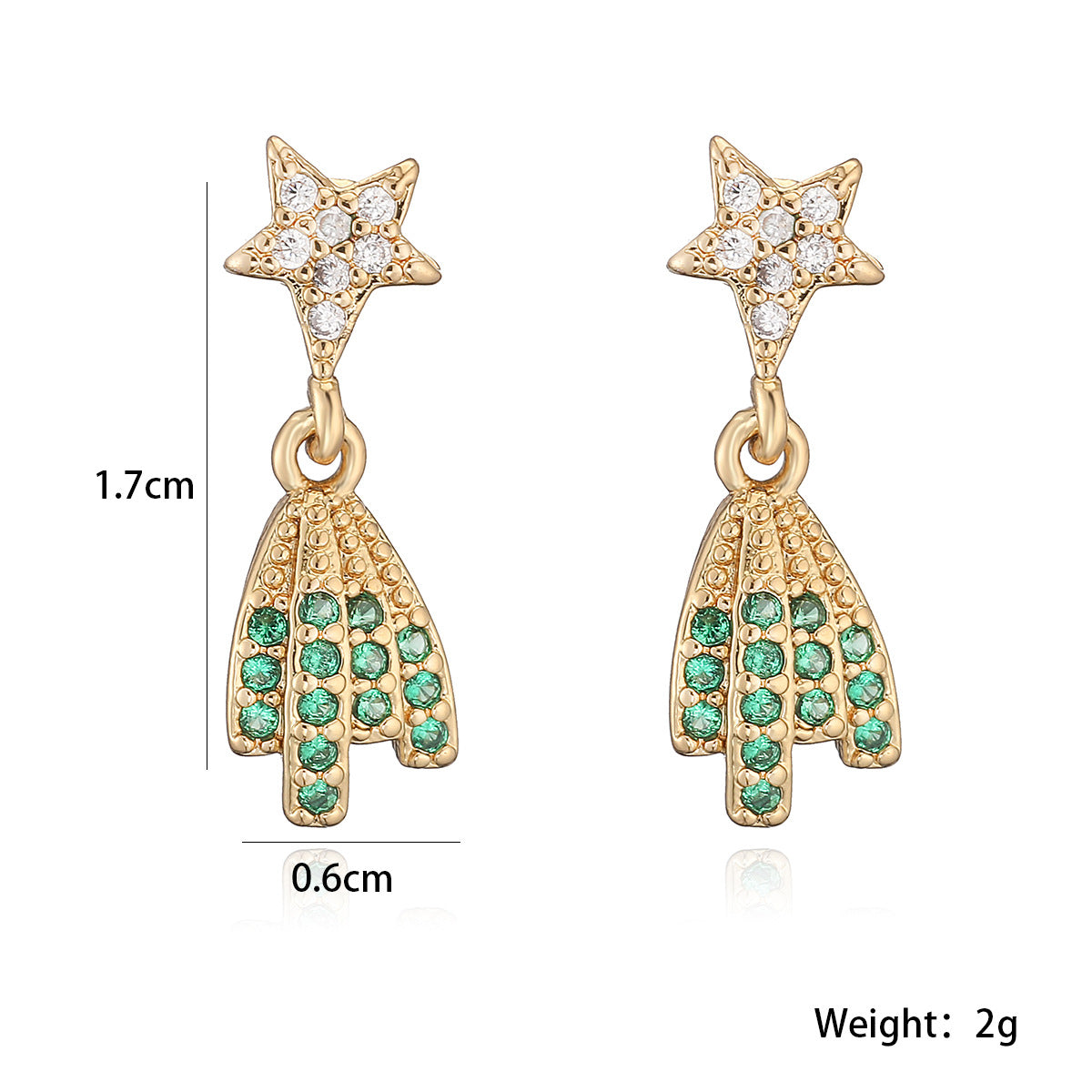 Minimalist Geometric Brass 18K Gold Plated Cubic Zirconia Inlay Stud Earrings for Women