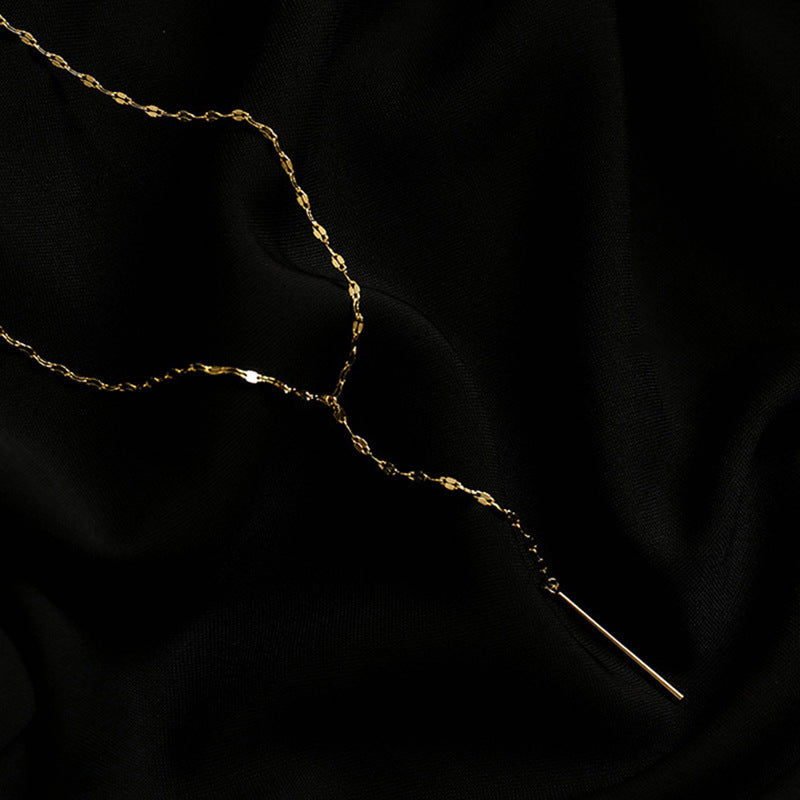 Collana minimalista a Y in acciaio titanio con finitura placcata per donna