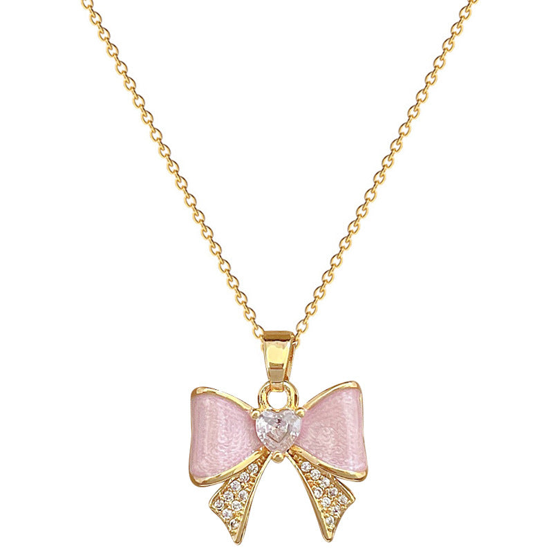Collana di Lusso a Farfalla Smaltata Geometrica con Ciondolo in Strass e Catena in Acciaio Inossidabile