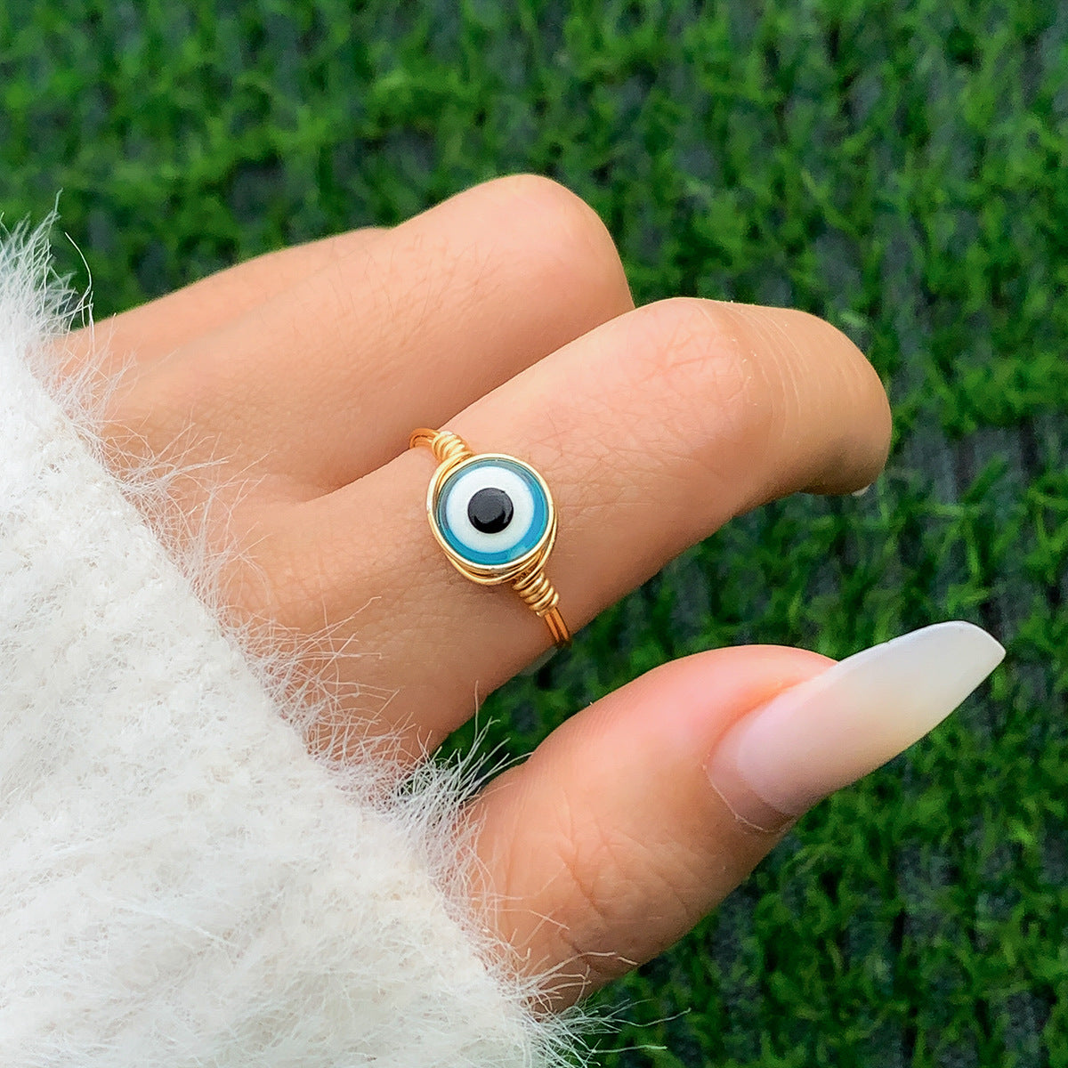 Vintage Punk Plated Acrylic Opal Eye Ring for Women